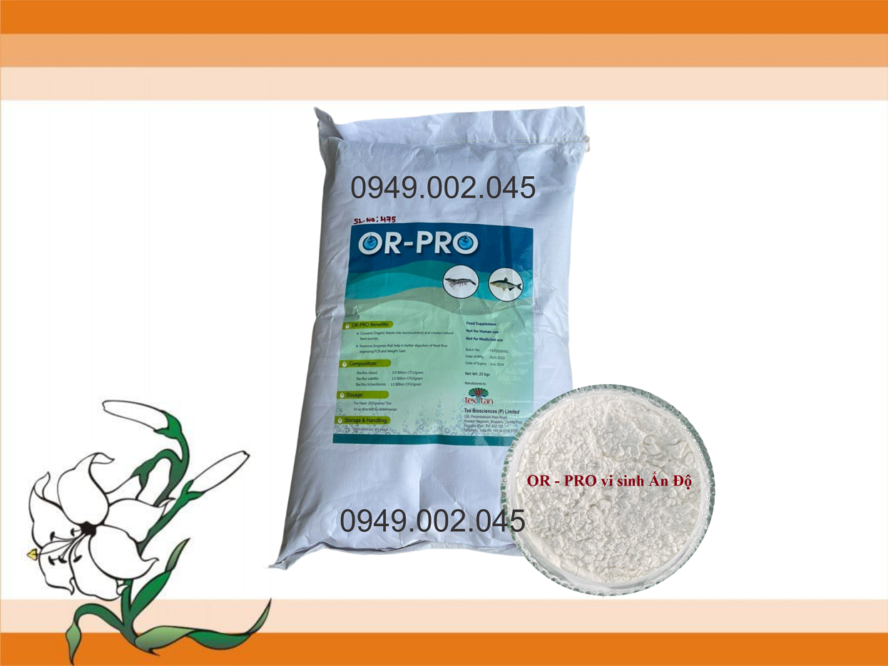 OR - PRO : Men vi sinh hỗn hợp hỗ trợ tiêu hóa, xử lý nước ao nuôi